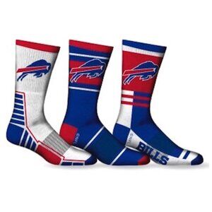 Buffalo Bills Socks 3 Pack Crew Length NFL Football Men Shoe Sz 7-12
